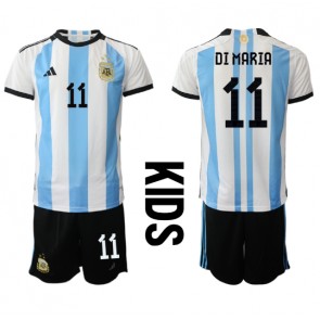 Argentina Angel Di Maria #11 Hemmatröja Barn VM 2022 Kortärmad (+ Korta byxor)