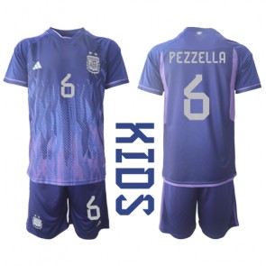 Argentina German Pezzella #6 Bortatröja Barn VM 2022 Kortärmad (+ Korta byxor)