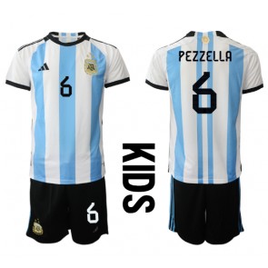 Argentina German Pezzella #6 Hemmatröja Barn VM 2022 Kortärmad (+ Korta byxor)