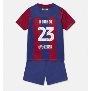 Barcelona Jules Kounde #23 Hemmatröja Barn 2023-24 Kortärmad (+ Korta byxor)