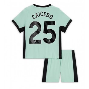 Chelsea Moises Caicedo #25 Tredje Tröja Barn 2023-24 Kortärmad (+ Korta byxor)