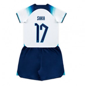 England Bukayo Saka #17 Hemmatröja Barn VM 2022 Kortärmad (+ Korta byxor)
