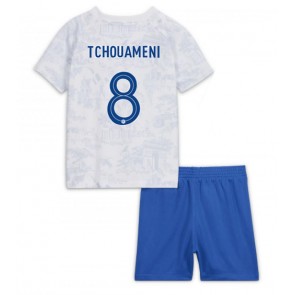 Frankrike Aurelien Tchouameni #8 Bortatröja Barn VM 2022 Kortärmad (+ Korta byxor)