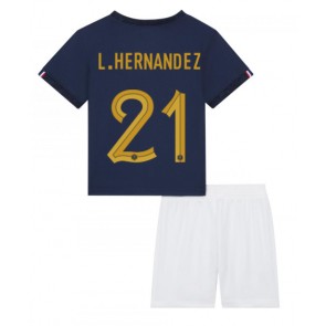 Frankrike Lucas Hernandez #21 Hemmatröja Barn VM 2022 Kortärmad (+ Korta byxor)
