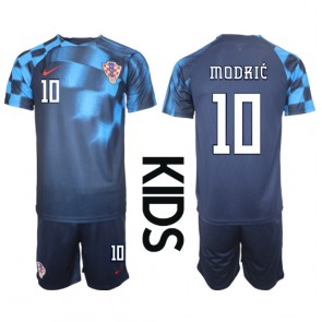 Kroatien Luka Modric #10 Bortatröja Barn VM 2022 Kortärmad (+ Korta byxor)