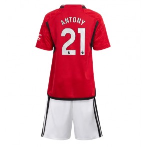 Manchester United Antony #21 Hemmatröja Barn 2023-24 Kortärmad (+ Korta byxor)