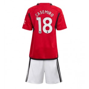 Manchester United Casemiro #18 Hemmatröja Barn 2023-24 Kortärmad (+ Korta byxor)