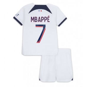 Paris Saint-Germain Kylian Mbappe #7 Bortatröja Barn 2023-24 Kortärmad (+ Korta byxor)