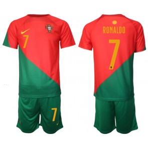 Portugal Cristiano Ronaldo #7 Hemmatröja Barn VM 2022 Kortärmad (+ Korta byxor)