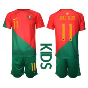 Portugal Joao Felix #11 Hemmatröja Barn VM 2022 Kortärmad (+ Korta byxor)