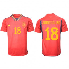 Spanien Jordi Alba #18 Hemmatröja VM 2022 Kortärmad