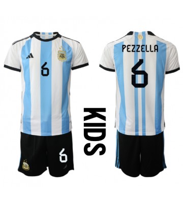 Argentina German Pezzella #6 Hemmatröja Barn VM 2022 Kortärmad (+ Korta byxor)