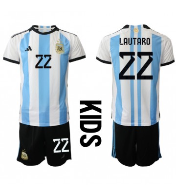 Argentina Lautaro Martinez #22 Hemmatröja Barn VM 2022 Kortärmad (+ Korta byxor)