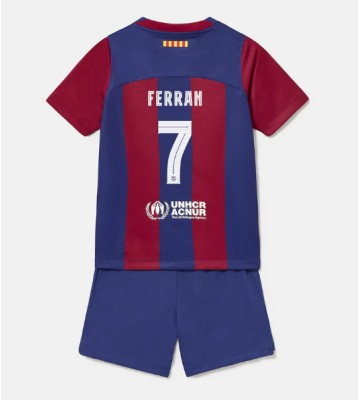Barcelona Ferran Torres #7 Hemmatröja Barn 2023-24 Kortärmad (+ Korta byxor)