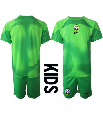 Brasilien Målvakt Bortatröja Barn VM 2022 Kortärmad (+ Korta byxor)