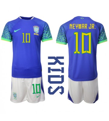 Brasilien Neymar Jr #10 Bortatröja Barn VM 2022 Kortärmad (+ Korta byxor)