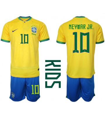Brasilien Neymar Jr #10 Hemmatröja Barn VM 2022 Kortärmad (+ Korta byxor)
