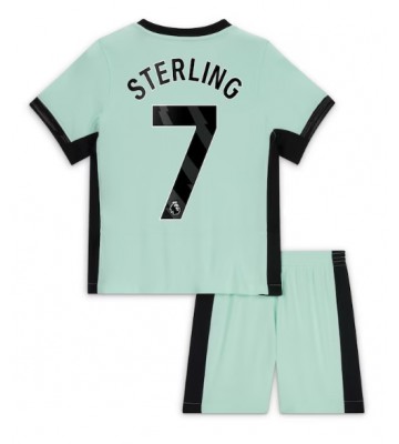 Chelsea Raheem Sterling #7 Tredje Tröja Barn 2023-24 Kortärmad (+ Korta byxor)
