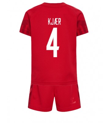 Danmark Simon Kjaer #4 Hemmatröja Barn VM 2022 Kortärmad (+ Korta byxor)