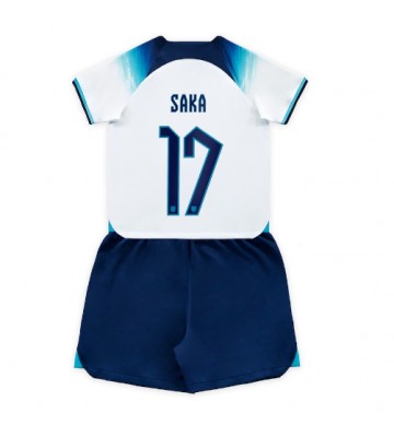 England Bukayo Saka #17 Hemmatröja Barn VM 2022 Kortärmad (+ Korta byxor)