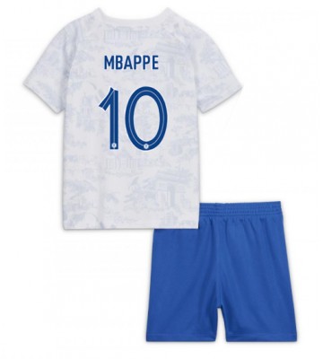 Frankrike Kylian Mbappe #10 Bortatröja Barn VM 2022 Kortärmad (+ Korta byxor)