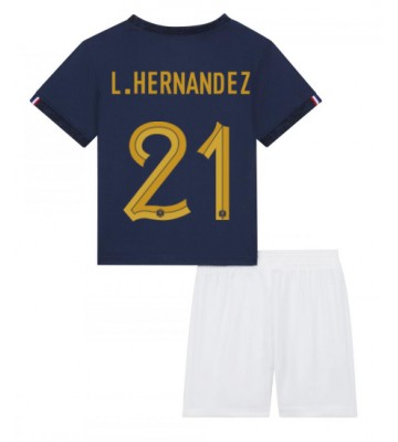 Frankrike Lucas Hernandez #21 Hemmatröja Barn VM 2022 Kortärmad (+ Korta byxor)