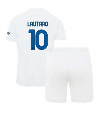 Inter Milan Lautaro Martinez #10 Bortatröja Barn 2023-24 Kortärmad (+ Korta byxor)