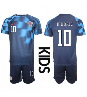 Kroatien Luka Modric #10 Bortatröja Barn VM 2022 Kortärmad (+ Korta byxor)