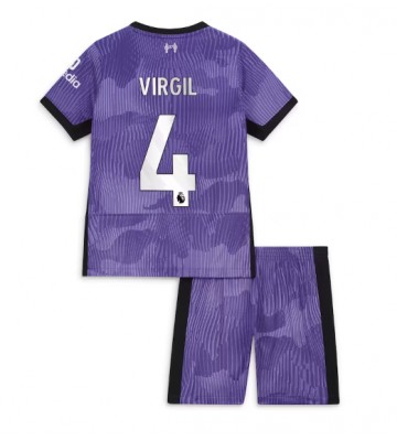 Liverpool Virgil van Dijk #4 Tredje Tröja Barn 2023-24 Kortärmad (+ Korta byxor)