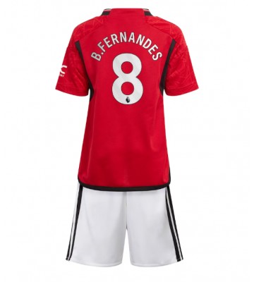Manchester United Bruno Fernandes #8 Hemmatröja Barn 2023-24 Kortärmad (+ Korta byxor)