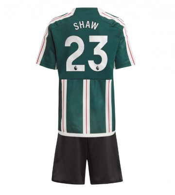 Manchester United Luke Shaw #23 Bortatröja Barn 2023-24 Kortärmad (+ Korta byxor)