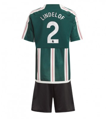 Manchester United Victor Lindelof #2 Bortatröja Barn 2023-24 Kortärmad (+ Korta byxor)