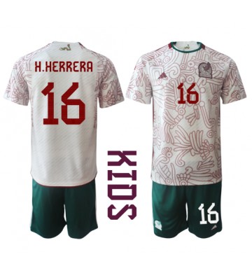 Mexiko Hector Herrera #16 Bortatröja Barn VM 2022 Kortärmad (+ Korta byxor)