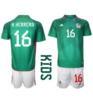 Mexiko Hector Herrera #16 Hemmatröja Barn VM 2022 Kortärmad (+ Korta byxor)