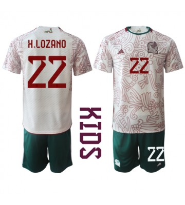 Mexiko Hirving Lozano #22 Bortatröja Barn VM 2022 Kortärmad (+ Korta byxor)