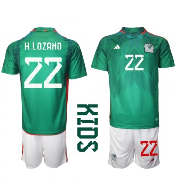Mexiko Hirving Lozano #22 Hemmatröja Barn VM 2022 Kortärmad (+ Korta byxor)