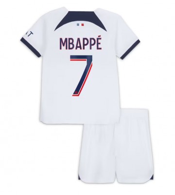 Paris Saint-Germain Kylian Mbappe #7 Bortatröja Barn 2023-24 Kortärmad (+ Korta byxor)