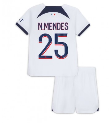 Paris Saint-Germain Nuno Mendes #25 Bortatröja Barn 2023-24 Kortärmad (+ Korta byxor)