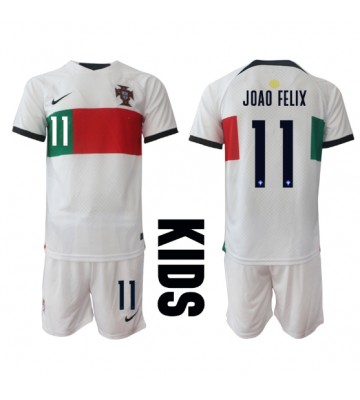 Portugal Joao Felix #11 Bortatröja Barn VM 2022 Kortärmad (+ Korta byxor)