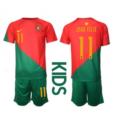 Portugal Joao Felix #11 Hemmatröja Barn VM 2022 Kortärmad (+ Korta byxor)