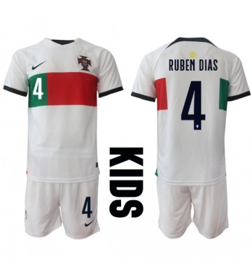Portugal Ruben Dias #4 Bortatröja Barn VM 2022 Kortärmad (+ Korta byxor)