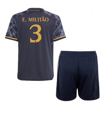 Real Madrid Eder Militao #3 Bortatröja Barn 2023-24 Kortärmad (+ Korta byxor)
