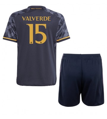 Real Madrid Federico Valverde #15 Bortatröja Barn 2023-24 Kortärmad (+ Korta byxor)