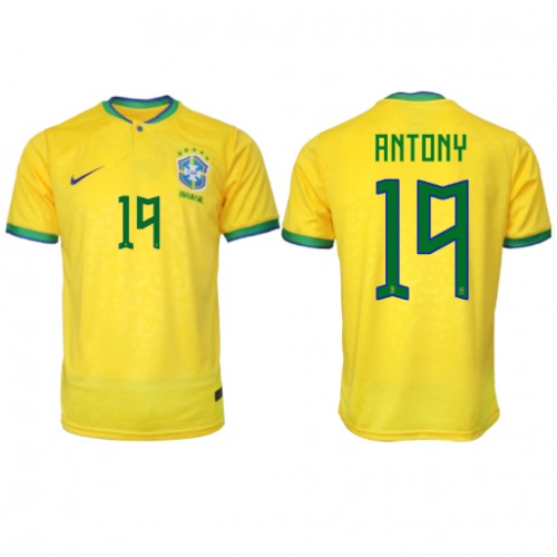 Brasilien Antony #19 Hemmatröja VM 2022 Kortärmad