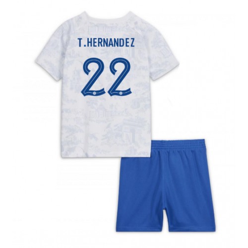 Frankrike Theo Hernandez #22 Bortatröja Barn VM 2022 Kortärmad (+ Korta byxor)