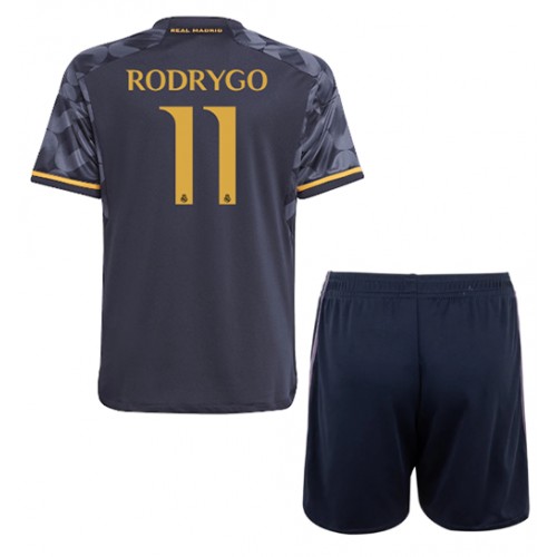 Real Madrid Rodrygo Goes #11 Bortatröja Barn 2023-24 Kortärmad (+ Korta byxor)